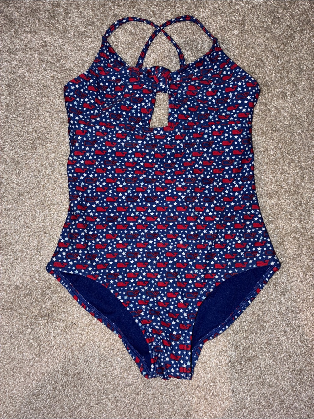 Vineyard Vine for Target Girls' Navy Star & Whale One-Piece Swimsuit SizeM (7/8)